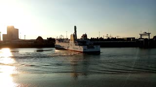 Ferry manoeuvering in the Port of Emden (Germany)