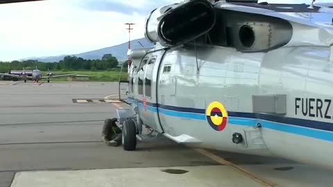 Helicóptero en el que viajaba el presidente Duque