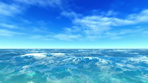 Flying Over Bright Blue Open Ocean