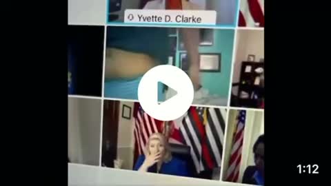Dem congressman showing off his huge belly in a voom call