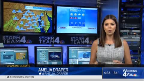 Psychopathic meteorologist Amelia Draper is shocked that it's hot in the Summer