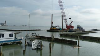 3 ) Barge Drops Second Leg in Harbor Del Sol (Hurricane Hannah) Corpus Christi Texas