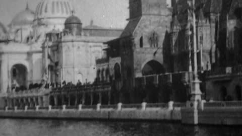 Panorama Of The Paris Exposition, From The Seine (1900 Original Black & White Film)