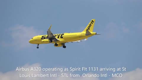 Spirit Airbus A320 arriving at St Louis Lambert Intl - STL