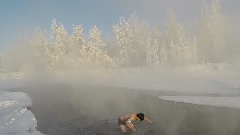 Checking river at air temperature -60°С (-76°F)