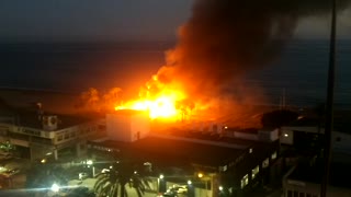 Beach Club in Marbella on Fire - Gigantic Fire