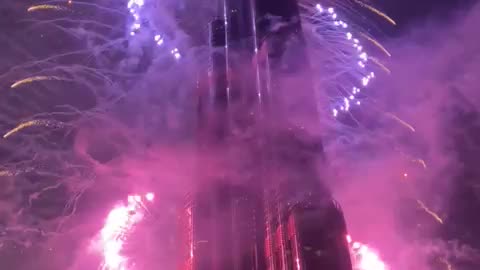Fire Works On world tallest Building New Year Eve 2024