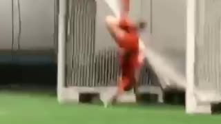 Goalie Gets Stuck In Her Own Goal