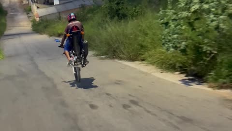 Motorbike Loses Wheel During Maneuver