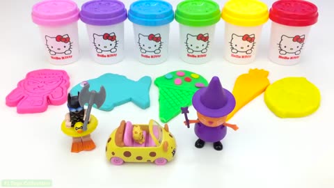 Learn Colors Hello Kitty Dough with Ice Cream Popsicles Molds and Surprise Toys