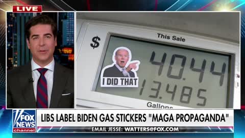 Jesse Watters talks about corporate media’s reaction to high gas prices and the Biden “I did that” stickers