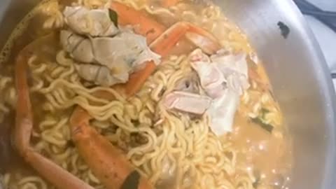 A snow crab hooked on ramen