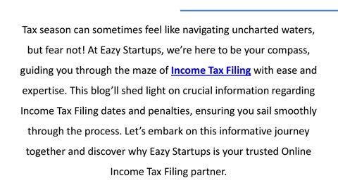 Navigating Income Tax Filing With Important Dates and Penalties