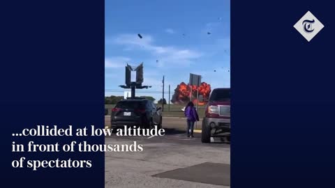 Moment two planes collide mid-air during Dallas air show