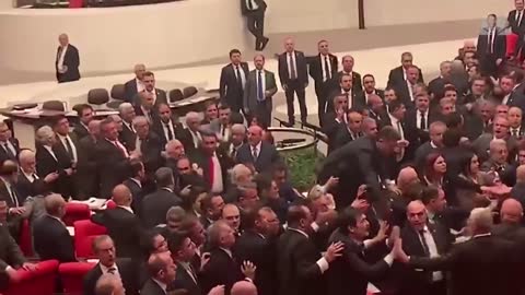 Fists Fly As Lawmakers Brawl In Turkish Parliament
