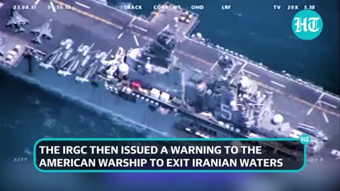 Dozens of Iranian drones and speedboats swarming two US Navy ships near the Persian gulf.