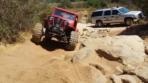 My daughter driving the Willys on Mc Crazy trail at Hollister Hills