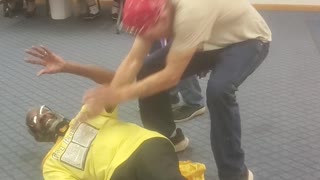 Pastor falls down