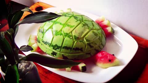FRUIT CARVING: HOW TO MAKE WATERMELON TORTOISE?