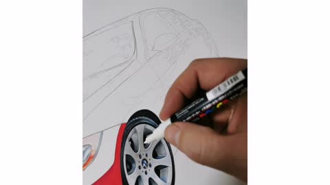 Hand Drawing of BMW Step by Step