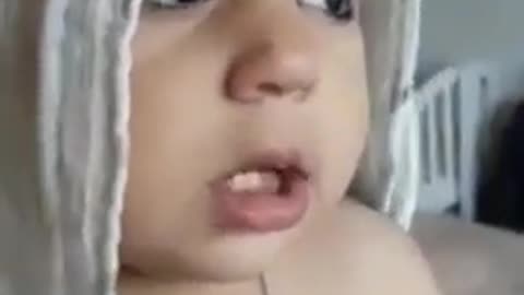 Cute baby feels very cold
