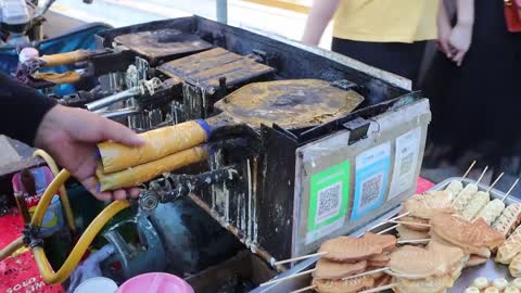 Variety of street vendor food made from wheat flour dough- china street food #17