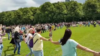 Dutch people enjoy a gathering in the park before they are abused by the coronapolice