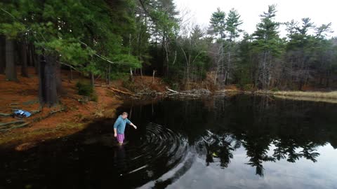 Drone crashes in lake - walk of shame to retrieve