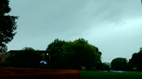 Man going for walk in thunderstorm quickly changes his mind