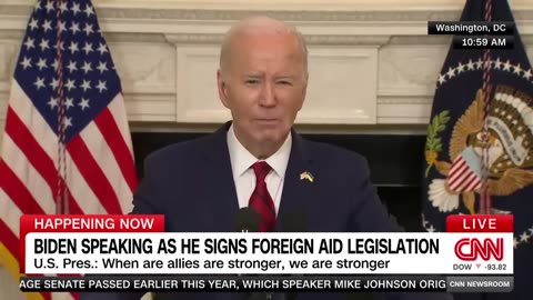 Biden speaks as he signs foreign aid bill