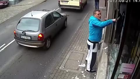 The Anger Man Destroy Shop Glass