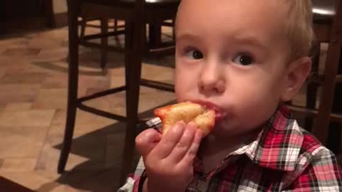 A real Italian baby knows how to eat bread