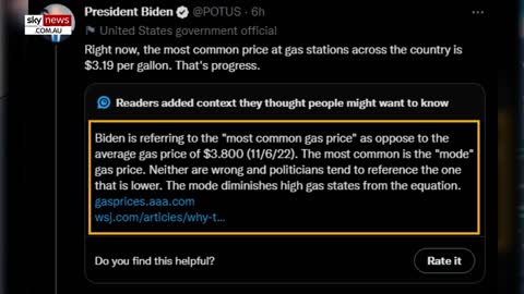 Biden’s tweet on gas prices flagged for lack of context
