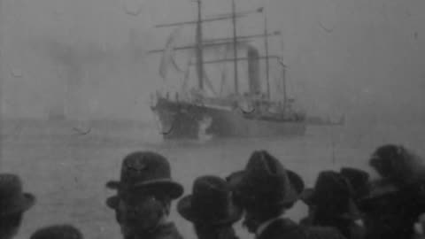 Steamship "Coptic" Sailing Away (1897 Original Black & White Film)