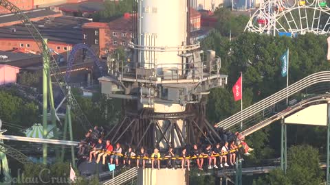 4K _ AtmosFear freefall tower at Liseberg Gothenburg in Sweden