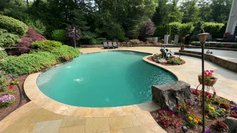 Gunite Pool Repair and Backyard Design in Laurel Hollow NY