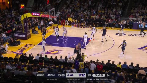 NBA - Jokic hits the high arching triple to beat the shot clock 💪 Nuggets-Lakers