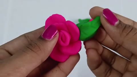 How to make a clay rose flower 🌹