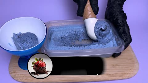 Blue homemade ice cream. Made from blueberries. Only 3 ingredients.