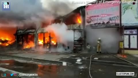 Fireworks explode at market after pyrotechnics store catches fire in Rostov, Russia