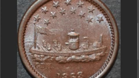 1863 Monitor _ Our Navy F-240 - 337a Civil War Token BU Brilliant Uncirculated, Great Luster