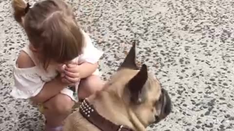 Lara ,little girl playing w her dog ,very funny