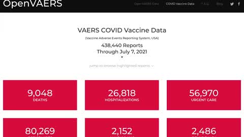 ( VAX CDC OFFICIAL NUMBERS ) VAERS - July 2021