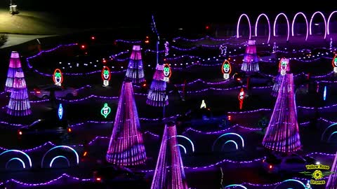 A Drone View of the Stunning 2021 Retama Park Christmas Light Show in Selma Texas