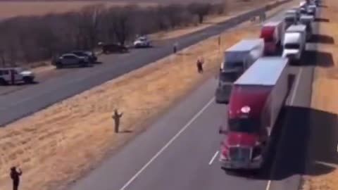 Trucker Convoy rolling through Texas