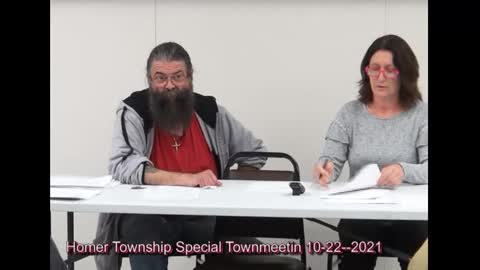 Special Homer Twp meeting 10 22 2021 Gives Authority to Twp to Sell transfer lease Twp land.