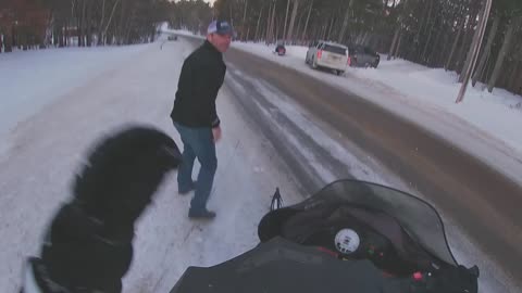 Park Rapids Snowmobiling - Stuck in ditch