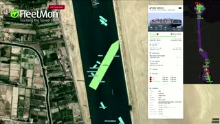 Tug boats help jammed ship in Suez Canal
