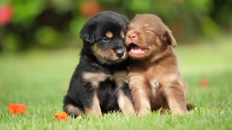 Two adorable puppies next to each other