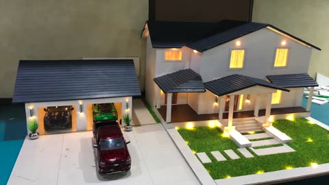 DIY Miniature Big Villa Model House With Garage - Realistic Diorama with Light#8